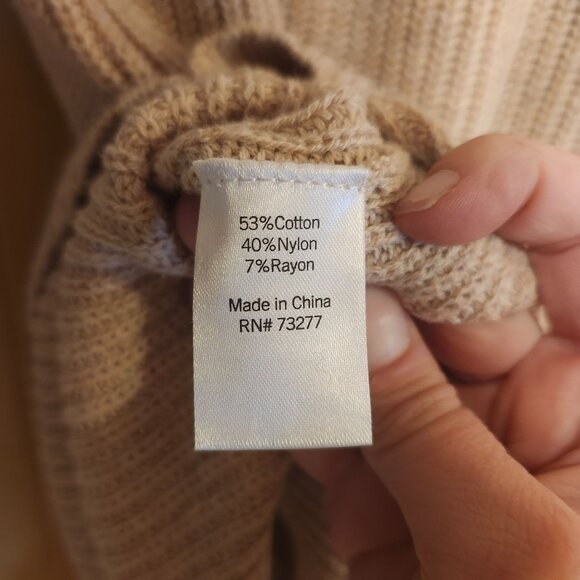 Sonoma Womens Medium Beige Cable Knit Sweater Cotton Blend Long Sleeve Crewneck - Picture 5 of 8